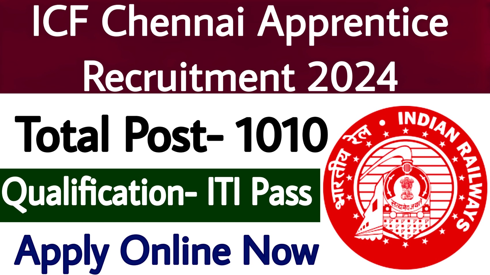 ICF Chennai Apprentice Recruitment 2024 ITI Education