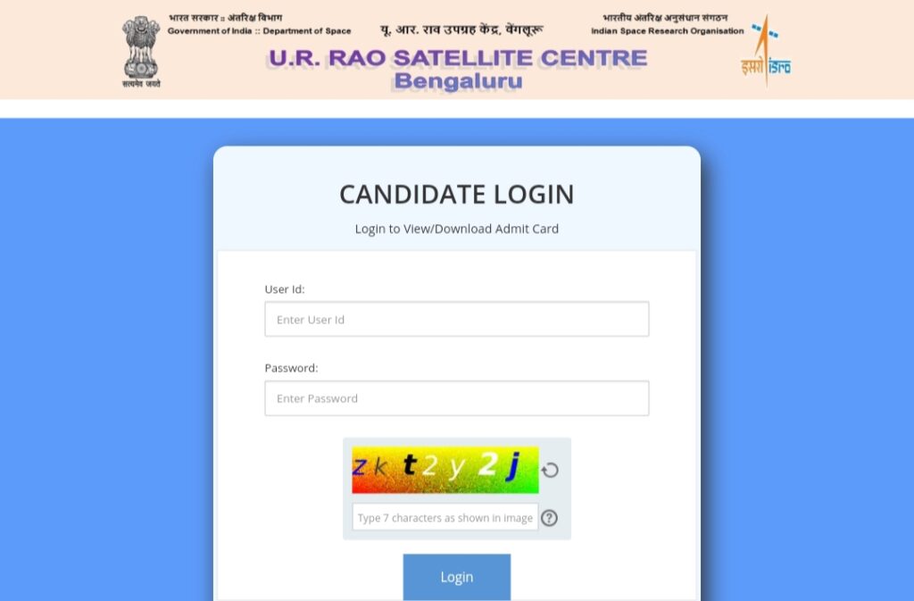 ISRO URSC Admit Card 2022