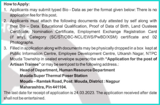 How To Apply NTPC Limited Offline Form 2023