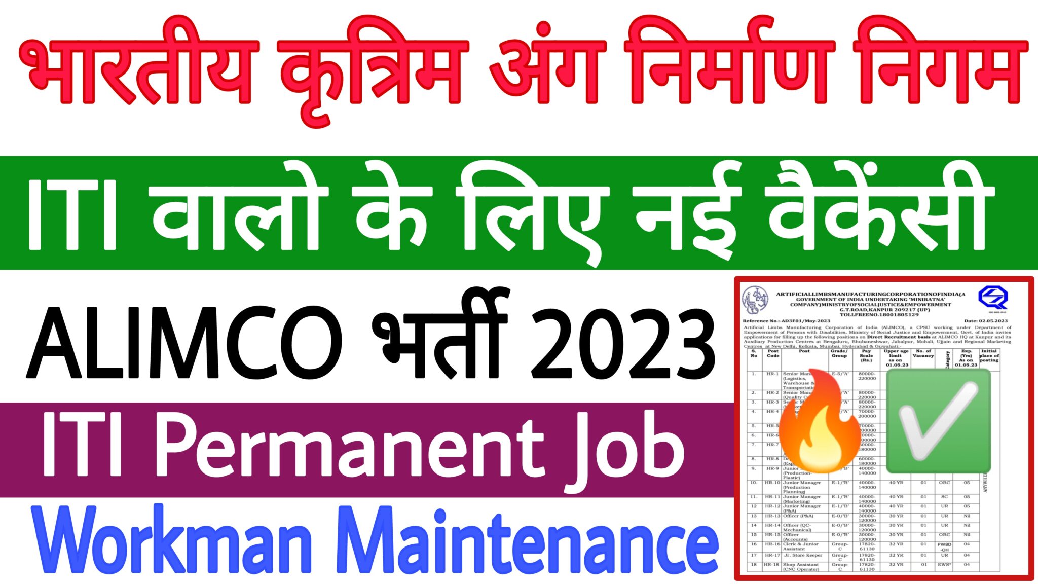 ALIMCO Workman Maintenance Recruitment 2023 - ITI Education