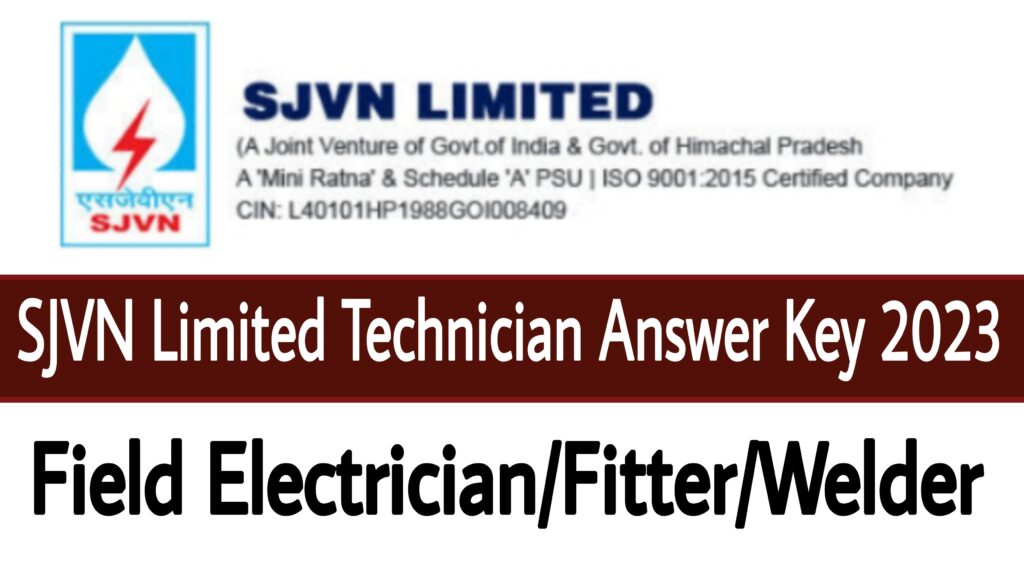 SJVN Limited Technician Answer Key 2023