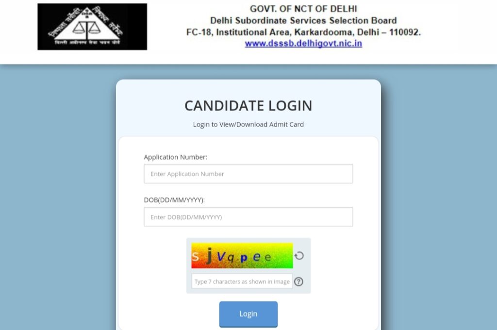 DSSSB Admit Card 2023 Download