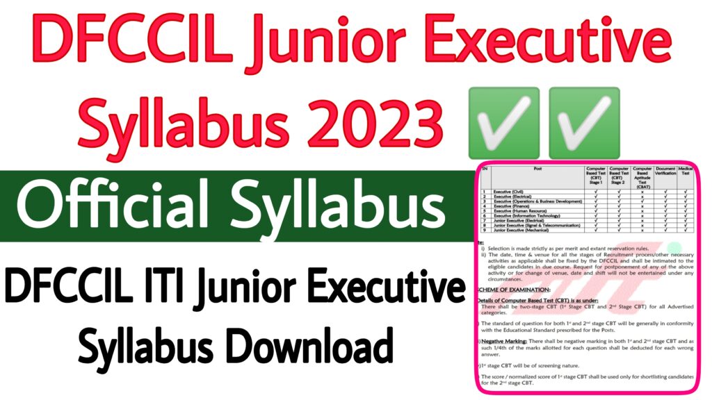 DFCCIL Junior Executive Syllabus 2023