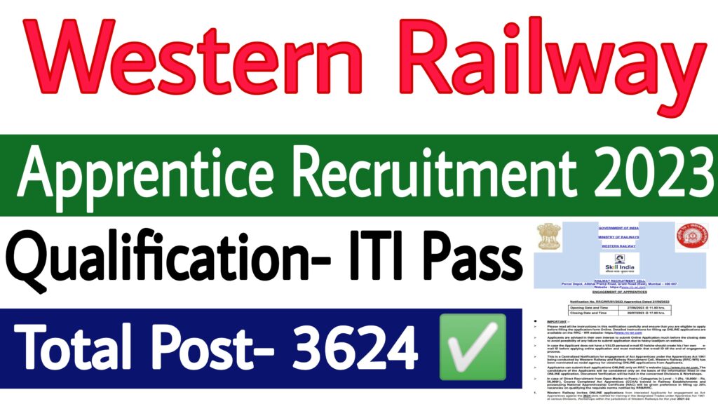 Western Railway Apprentice Recruitment 2023