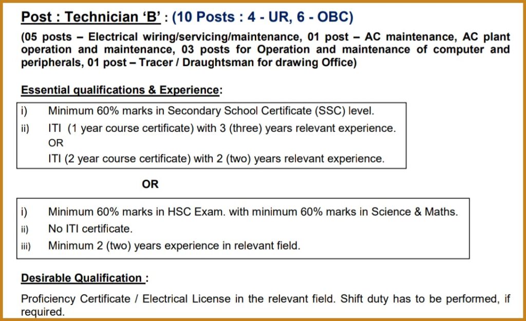 Saha Institute of Nuclear Physics Technician Qualification 2023 