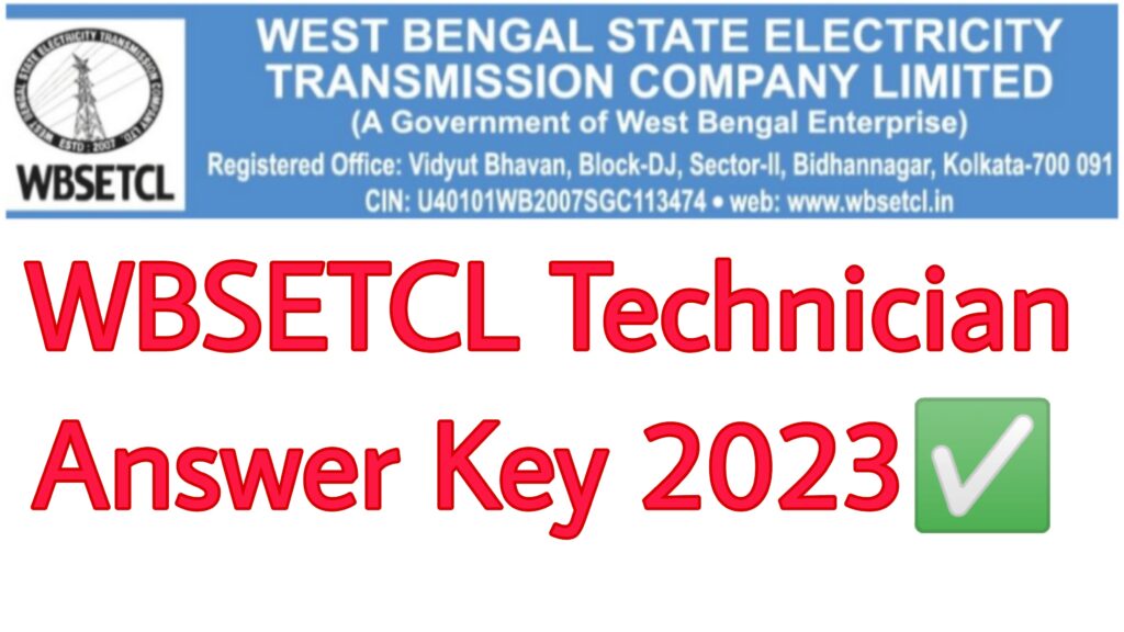 WBSETCL Technician Answer Key 2023