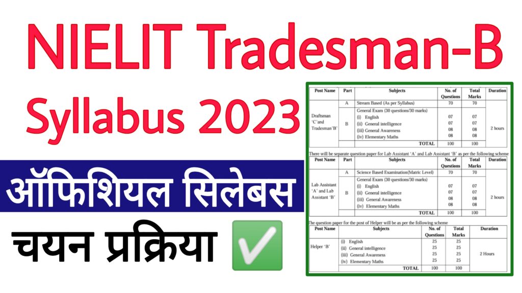 NIELIT Tradesman-B Syllabus 2023