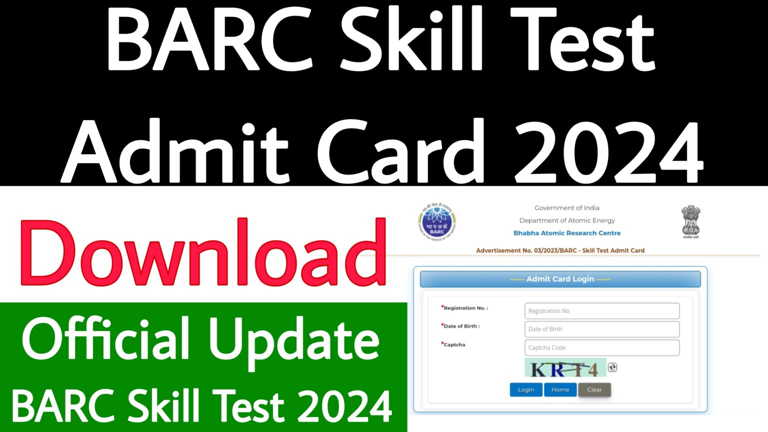 BARC Skill Test Admit Card 2024 ITI Education
