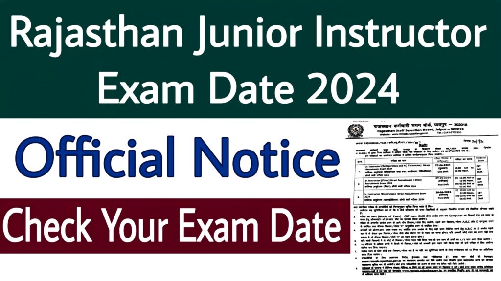 Rajasthan Junior Instructor Exam Date 2024
