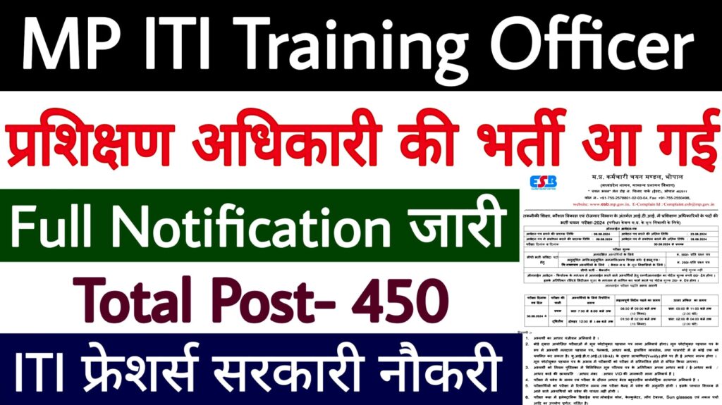 MP ITI Training Officer Recruitment 2024