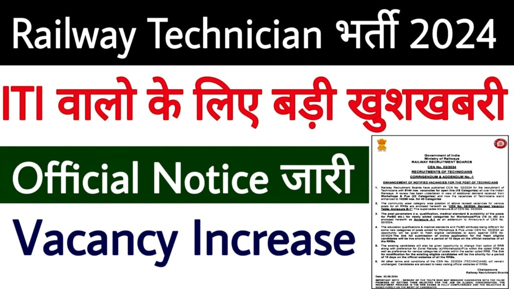 RRB Technician Vacancy Increase 2024