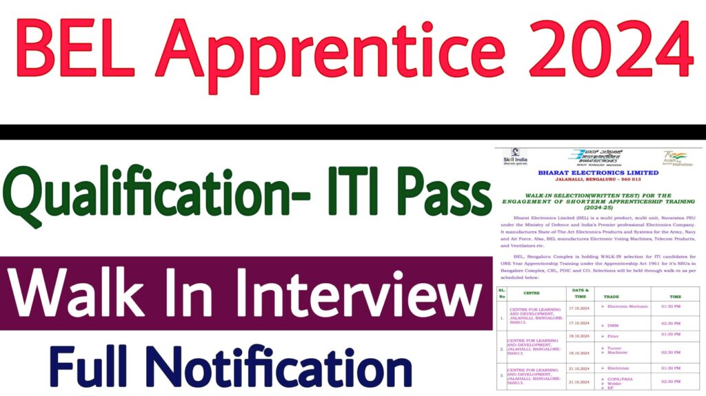 BEL Apprentice Recruitment 2024