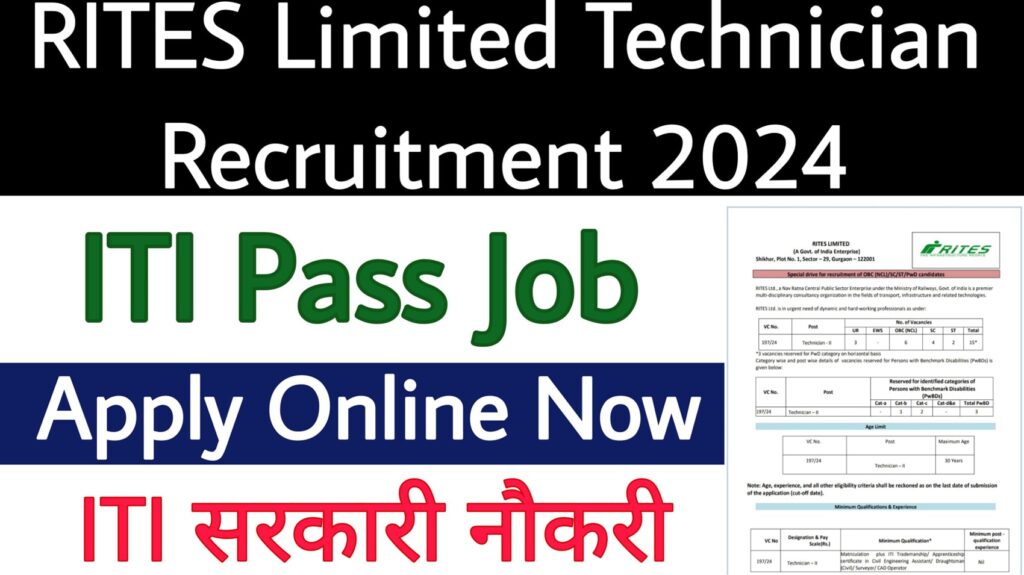 RITES Limited Technician Recruitment 2024