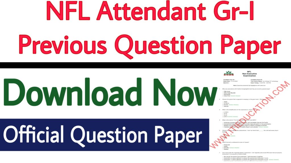 NFL Attendant Gr-I Previous Question Paper