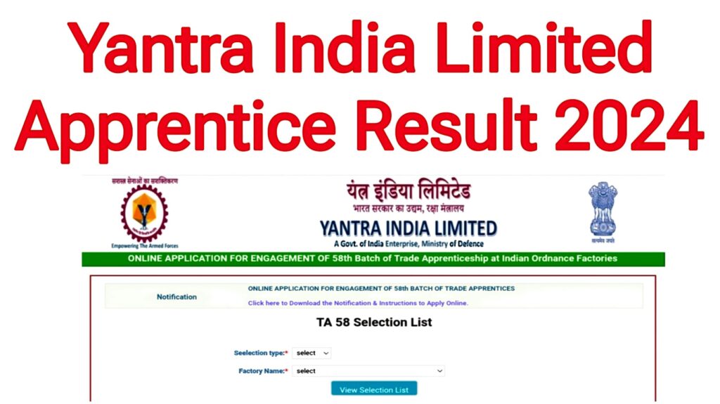 Yantra India Limited Apprentice Result 2024